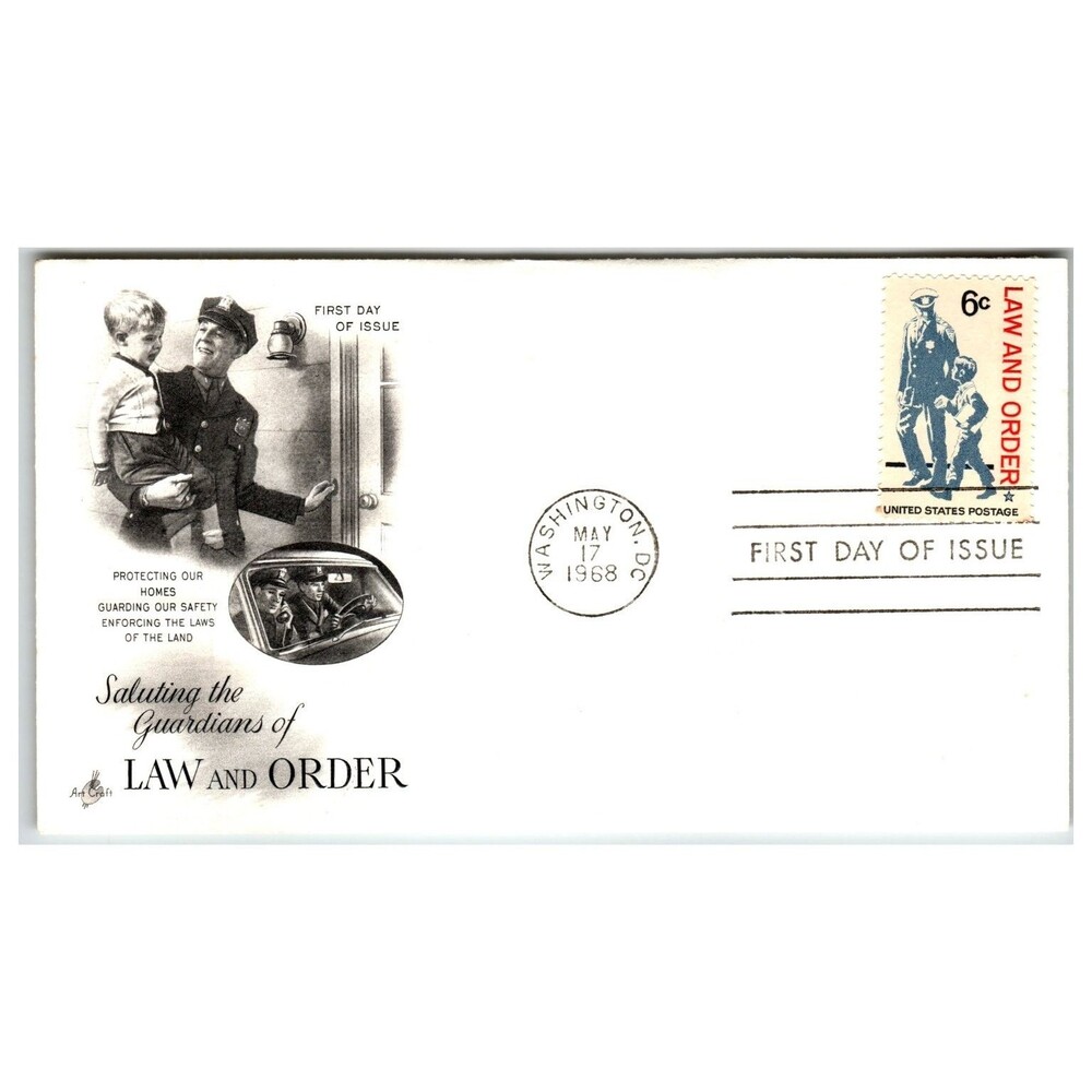 Scott #1340 1968 Law and Order First Day Cover FDC Artcraft Unaddressed